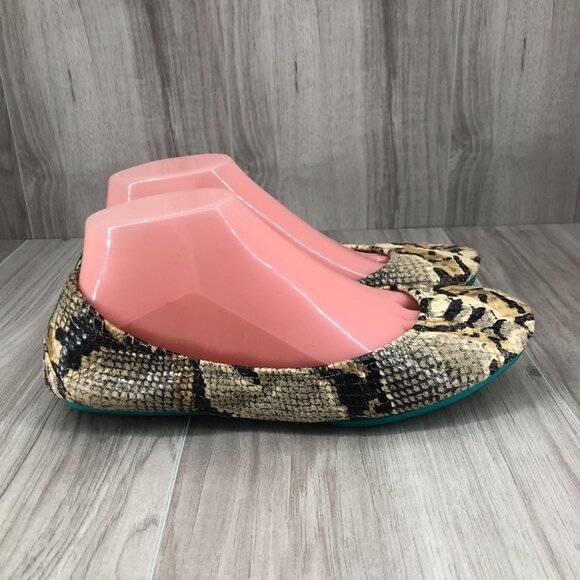 Tieks Flats Womens 9 Snake Skin Print Leather Slip On Shoes - Picture 1 of 11